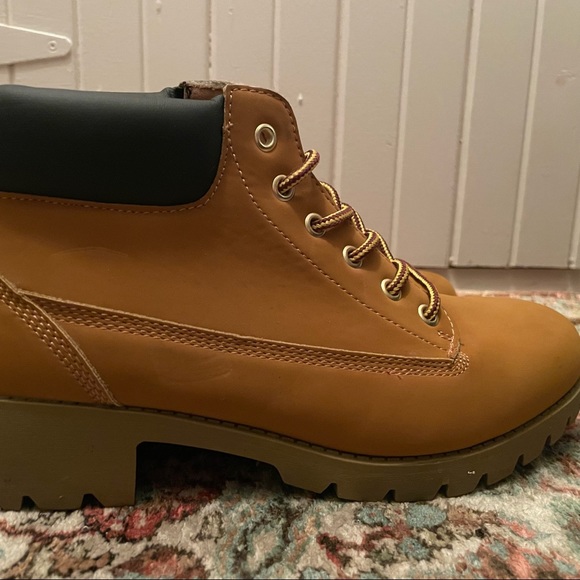 George’s Work-boot Inspired Camel Lace-Up Ankle Bootie Suede-like feel 25JO2W17 - Picture 2 of 8